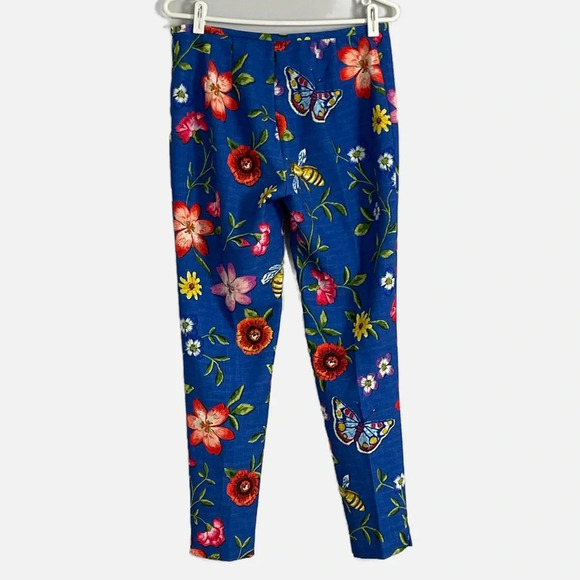 J. McLaughlin Margot Pants Size 6 Blue Floral Butterfly Print Slim - Picture 13 of 13